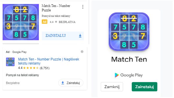 Google App Campaigns kreacja reklam