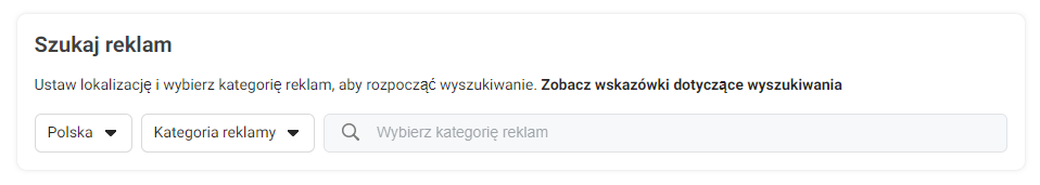 kategorie reklam w bibliotece reklam na facebooku
