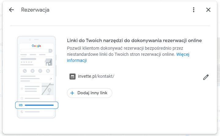 dodawanie rezerwacji w wizytówce google
